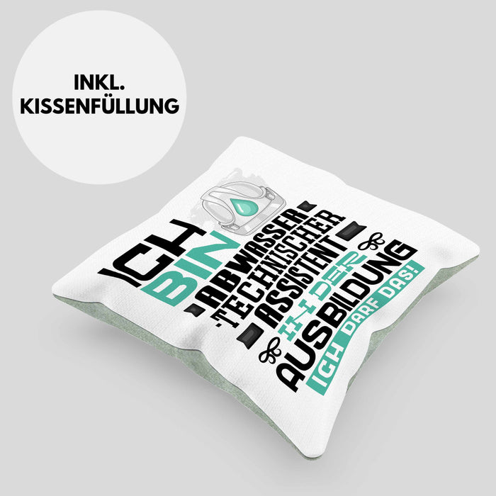Abwassertechnischer Assistent Ausbildung Kissen mit Füllung 40x40 Geschenk Ich Bin Abwassertechnischer Assistent In Der Ausbildung Ich Darf Das Geschenkidee Spruch (Grau) Grün Trendation