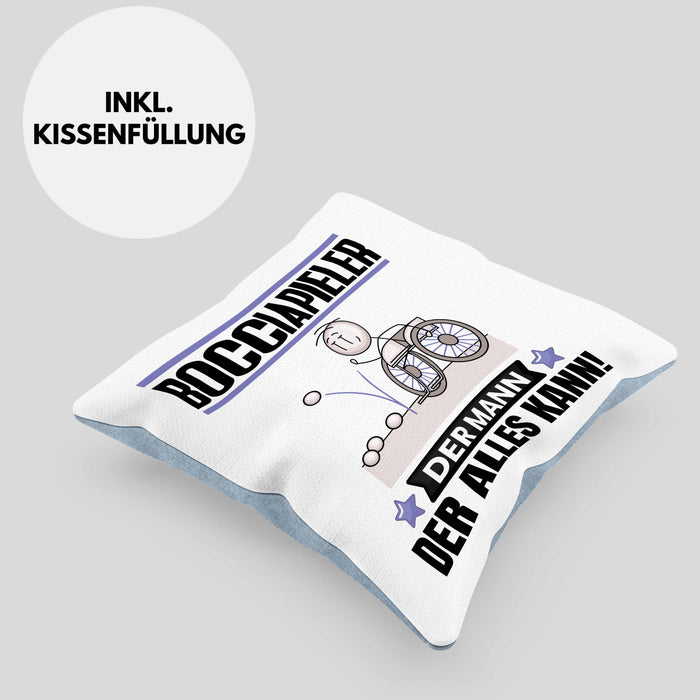 Bocciapieler Kissen mit Füllung 40x40 Geschenk für Bocciapieler Der Mann Der Alles Kann Geschenkidee zum Geburtstag (Grau) Blau Trendation