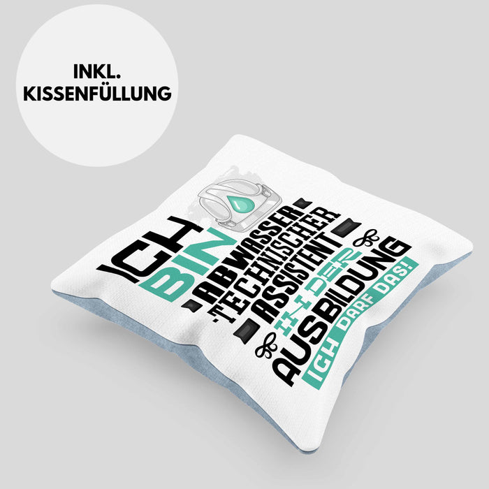 Abwassertechnischer Assistent Ausbildung Kissen mit Füllung 40x40 Geschenk Ich Bin Abwassertechnischer Assistent In Der Ausbildung Ich Darf Das Geschenkidee Spruch (Grau) Blau Trendation