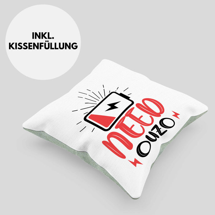 Need Ouzo Kissen mit Füllung 40x40 Geschenk Griechenland Geschenkidee (Grau) Grün Trendation