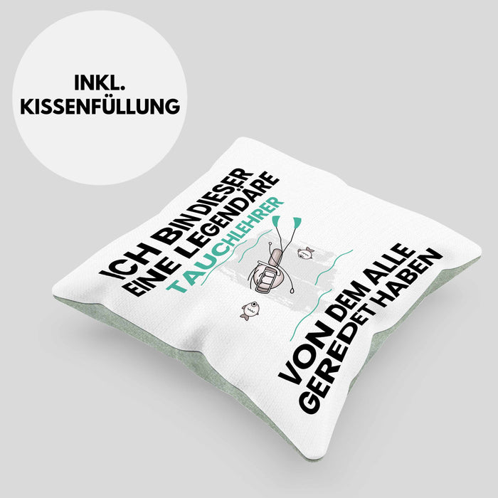 Tauchlehrer Geschenk Kissen mit Füllung 40x40 Lustige Geschenkidee Geburtstag für Tauchlehrer Ich Bin Dieser Legendäre Tauchlehrer Von Dem Alle Geredet Haben (Grau) Grün Trendation