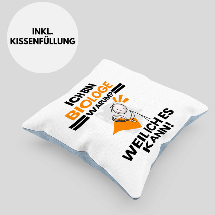 Biologe Geschenk Kissen mit Füllung 40x40 Lustiger Spruch Ich Bin Biologe Warum Weil Ich Es Kann Geschenkidee Bester Biologe Geburtstag (Grau) Blau Trendation