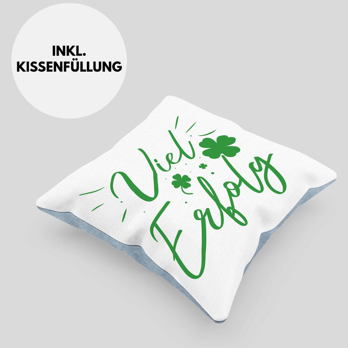 Viel Erfolg Kissen mit Füllung 40x40 Geschenk Geschenkidee Du Schaffst Das (Grau) Blau Trendation
