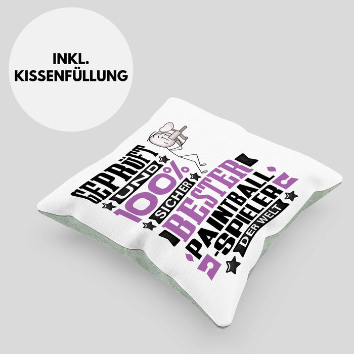 Paintballspieler Geschenk Lustiger Spruch für Paintballspieler Geschenkidee Bester Paintballspieler Der WeltKissen mit Füllung 40x40 (Grau) Grün Trendation