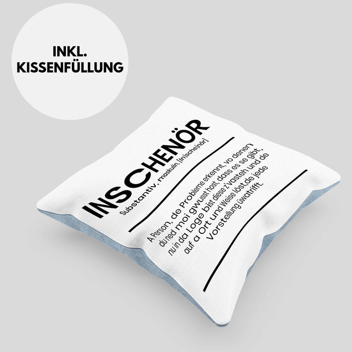 Ingenieur Kissen mit Füllung 40x40 Geschenk Ineschenör Geschenkidee Sprüche Ingenieurswesen Geschenkidee Definition (Grau) Blau Trendation