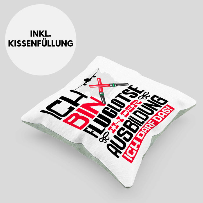 Fluglotse Ausbildung Kissen mit Füllung 40x40 Geschenk Ich Bin Fluglotse In Der Ausbildung Ich Darf Das Geschenkidee Spruch (Grau) Grün Trendation