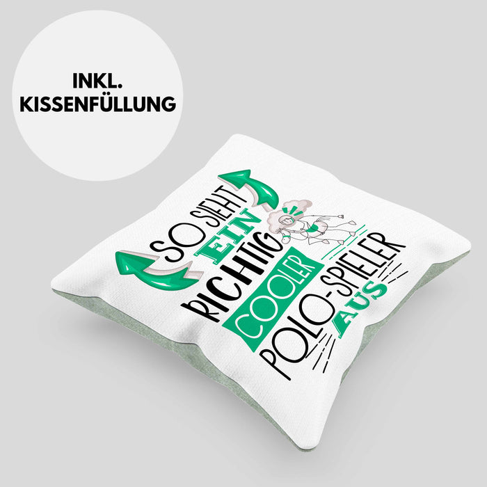 So Sieht Ein Richtig Cooler Polo-Spieler Aus Geschenk Kissen mit Füllung 40x40 Lustiger Spruch Geschenkidee (Grau) Grün Trendation