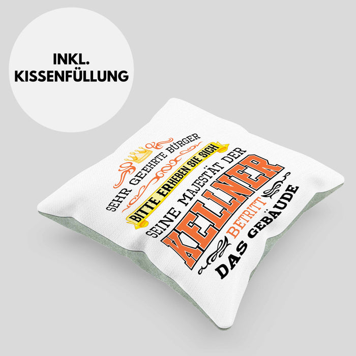 Kellner Kissen mit Füllung 40x40 Geschenk für Kellner Gastro Geschenke Geschenkidee (Grau) Grün Trendation