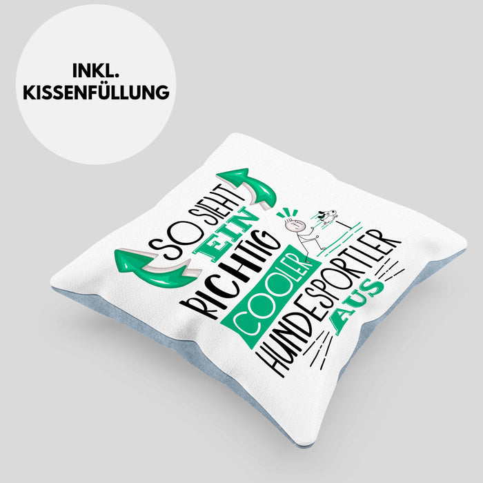 Hundesportler Kissen mit Füllung 40x40 So Sieht Ein Richtig Cooler Hundesportler Aus Geschenk Lustiger Spruch Geschenkidee (Grau) Blau Trendation