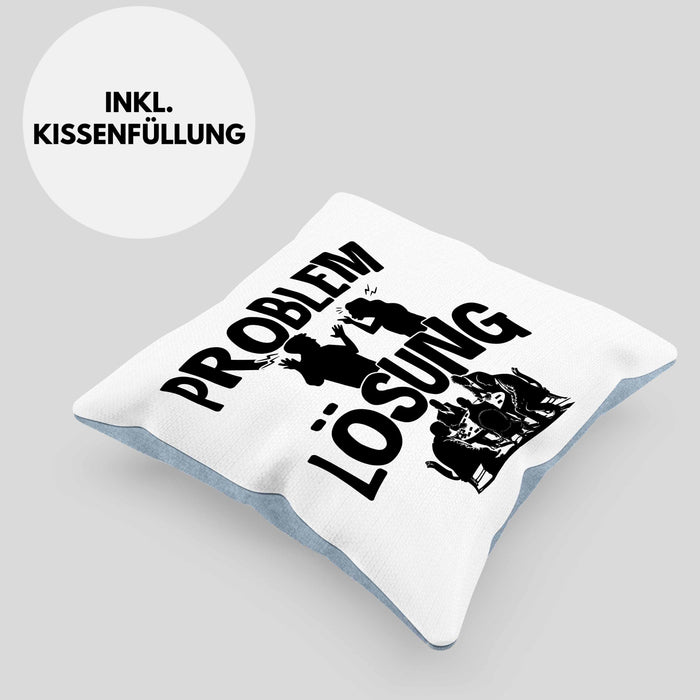 Poker Kissen mit Füllung 40x40 Geschenk für Poker-Spieler Männer Geschenkidee Problem und Lösung Poker Spielen Kartenspielen (Grau) Blau Trendation