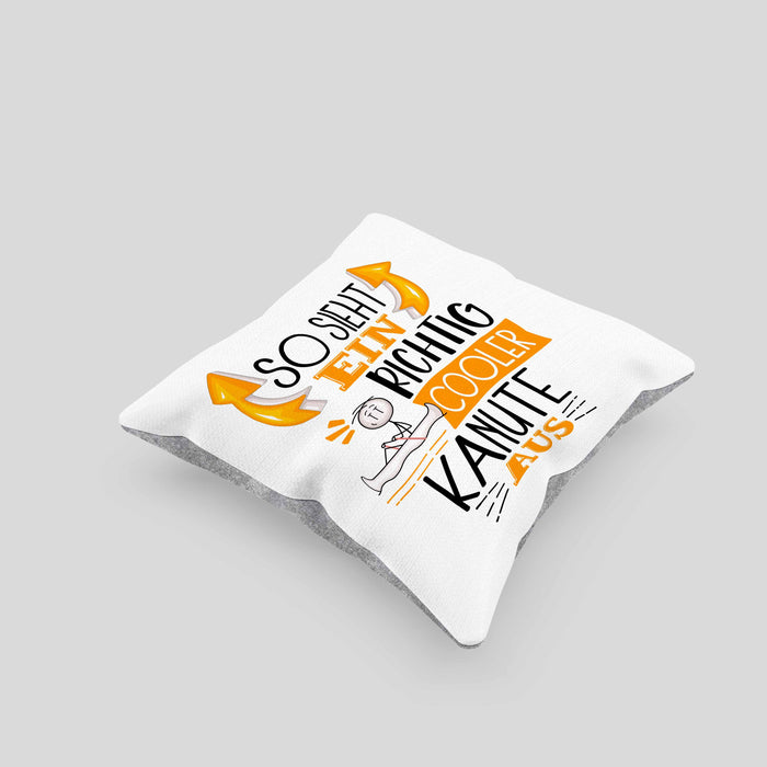 Kanute Kissen mit Füllung 40x40 Geschenk So Sieht Ein Richtig Cooler Kanute Aus Geschenkidee Spruch Lustig (Grau) Grau Trendation