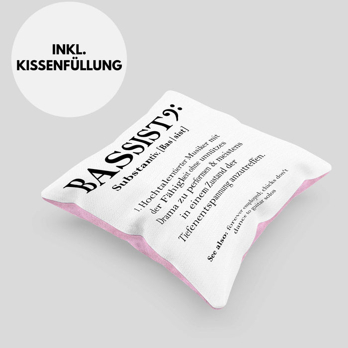 Bassist Kissen mit Füllung 40x40 Geschenk Definition Lustiger Spruch Bass-Spieler Geschenkidee (Grau) Rosa Trendation