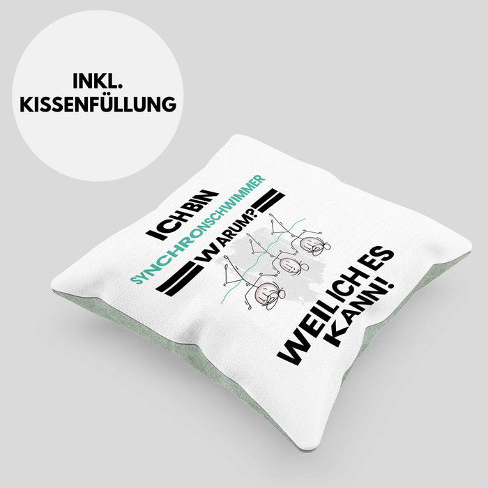 Synchronschwimmer Geschenk Kissen mit Füllung 40x40 Lustiger Spruch Ich Bin Synchronschwimmer Warum Weil Ich Es Kann Geschenkidee Bester Synchronschwimmer Geburtstag (Grau) Grün Trendation