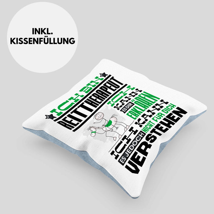 Reittherapeut Geschenk Kaffee-Kissen mit Füllung 40x40 Geschenkidee für Reittherapeut Ich Bin Reittherapeut Ich Kann Es Dir Erklären Jedoch Nicht Für Dich Verstehen Spruch Lustig (Grau) Blau Trendation