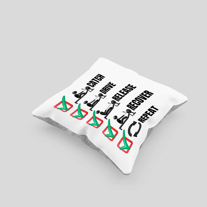 Rudern Kissen mit Füllung 40x40 Geschenk Ruderer Rudergerät Catch Drive Release Recover Repeat Ruder-Verein Geschenkidee (Grau) Grau Trendation