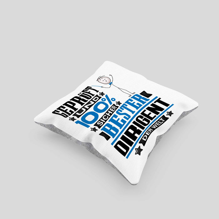 Dirigent Geschenk Lustiger Spruch für Dirigent Geschenkidee Bester Dirigent Der WeltKissen mit Füllung 40x40 (Grau) Grau Trendation