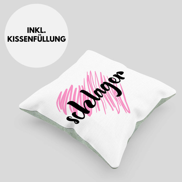 Kissen mit Füllung 40x40 Geschenk für Schlager Fans Kissen mit Füllung 40x40 Musikmotiv Spruch (Grau) Grün Trendation
