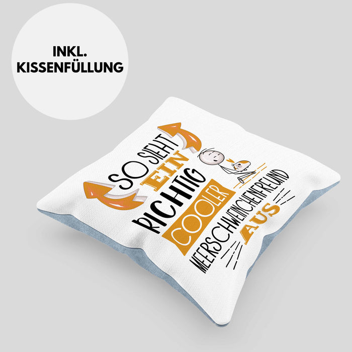 Meerschweinchenfreund Kissen mit Füllung 40x40 So Sieht Ein Richtig Cooler Meerschweinchenfreund Aus Geschenk Lustiger Spruch Geschenkidee (Grau) Blau Trendation
