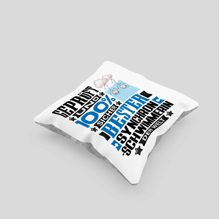 Synchronschwimmerin Geschenk Lustiger Spruch für Synchronschwimmerin Geschenkidee Bester Synchronschwimmerin Der WeltKissen mit Füllung 40x40 (Grau) Grau Trendation