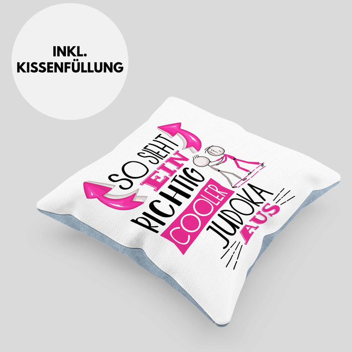Judoka Kissen mit Füllung 40x40 Geschenk So Sieht Ein Richtig Cooler Judoka Aus Geschenkidee Spruch Lustig (Grau) Blau Trendation