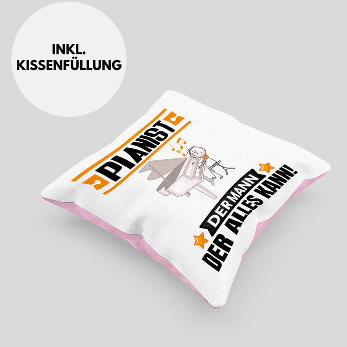 Pianist Kissen mit Füllung 40x40 Geschenk für Pianist Der Mann Der Alles Kann Geschenkidee zum Geburtstag (Grau) Rosa Trendation