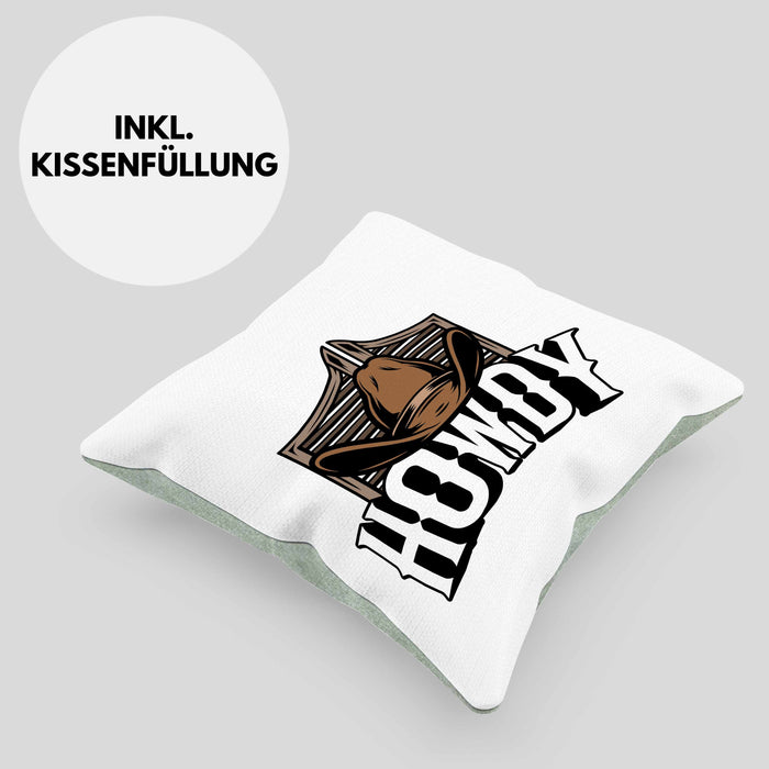 Lustige Kissen mit Füllung 40x40 für Line Dance Fans Howdy Cowboy Geschenkidee (Grau) Grün Trendation