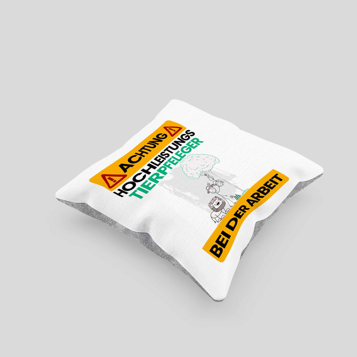 Tierpfleger Kissen mit Füllung 40x40 Geschenk Lustiger Spruch Geschenkidee für Tierpfleger Achtung Hochleistungs Tierpfleger Bei Der Arbeit (Grau) Grau Trendation