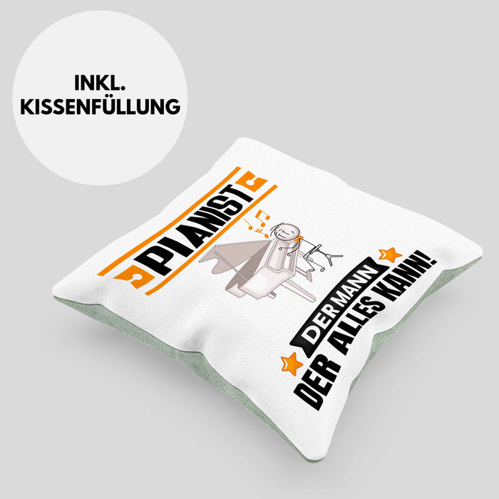 Pianist Kissen mit Füllung 40x40 Geschenk für Pianist Der Mann Der Alles Kann Geschenkidee zum Geburtstag (Grau) Grün Trendation