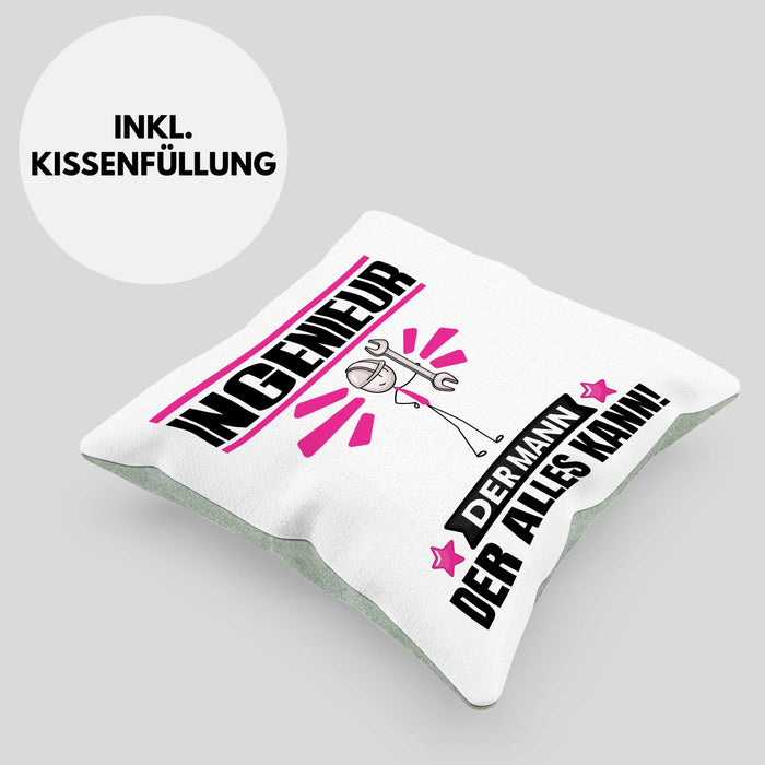 Ingenieur Kissen mit Füllung 40x40 Geschenk für Ingenieur Der Mann Der Alles Kann Geschenkidee zum Geburtstag (Grau) Grün Trendation