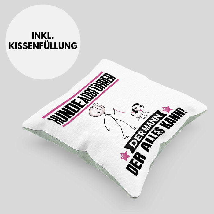 Hundeausführer Kissen mit Füllung 40x40 Geschenk für Hundeausführer Der Mann Der Alles Kann Geschenkidee zum Geburtstag (Grau) Grün Trendation