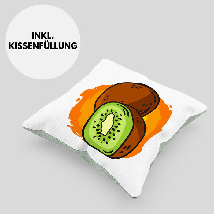 Lustige Kissen mit Füllung 40x40 mit Kiwi-Grafik Geschenk für Kiwi-Liebhaber (Grau) Grün Trendation