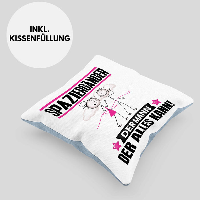Spaziergänger Kissen mit Füllung 40x40 Geschenk für Spaziergänger Der Mann Der Alles Kann Geschenkidee zum Geburtstag (Grau) Blau Trendation