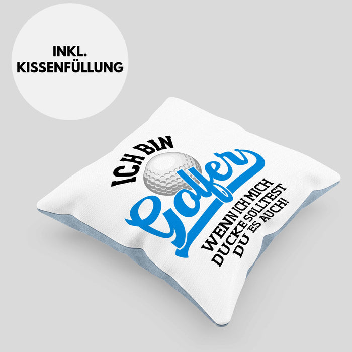 Golf Geschenke Für Männer Frauen Kinder Lustig Kissen mit Füllung 40x40 mit Spruch Golfspieler Kissen mit Füllung 40x40 Damen Witzig (Grau) Blau Trendation