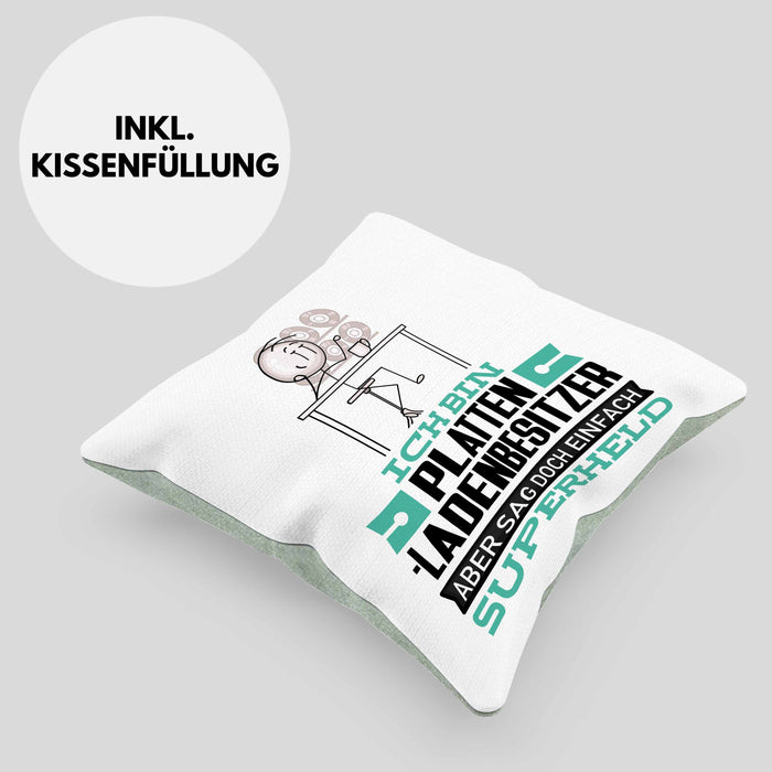 Plattenladenbesitzer Geschenk Kissen mit Füllung 40x40 Ich Bin Plattenladenbesitzer Aber Sag Doch Einfach Superheld Lustige Geschenkdiee für Plattenladenbesitzer (Grau) Grün Trendation