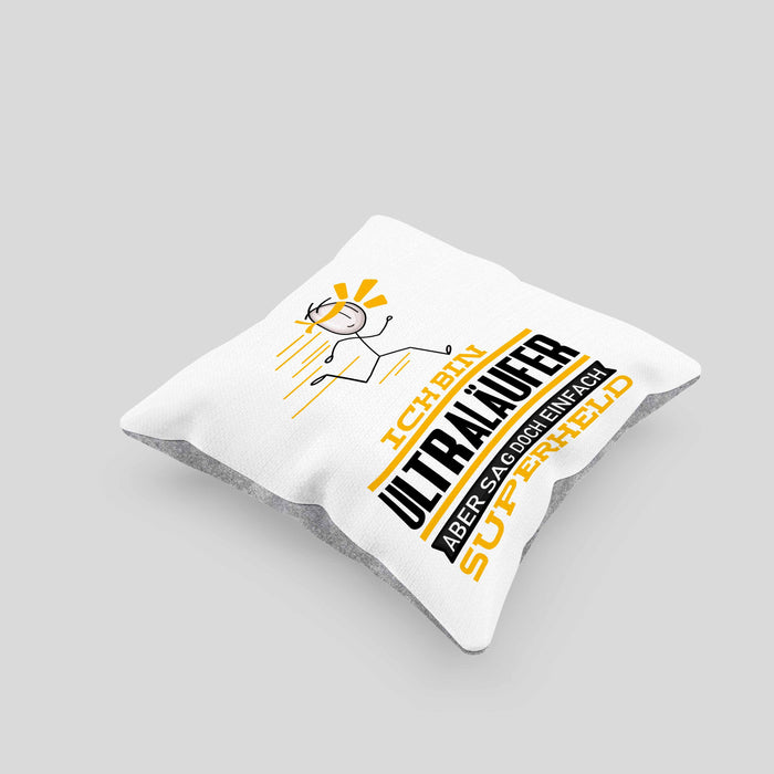 Ultraläufer Geschenk Kissen mit Füllung 40x40 Ich Bin Ultraläufer Aber Sag Doch Einfach Superheld Lustige Geschenkdiee für Ultraläufer (Grau) Grau Trendation