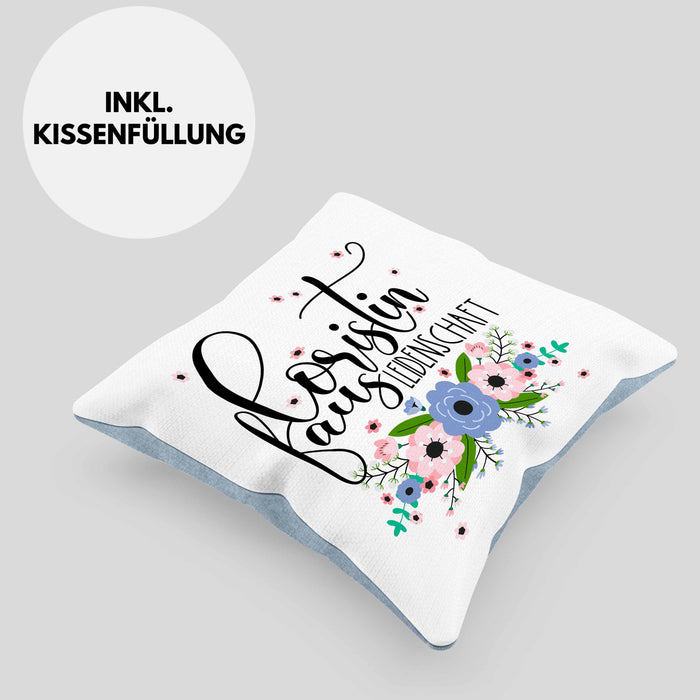 Floristin Aus Leidenschaft Kissen mit Füllung 40x40 Geschenk Blumen Floristin Geschenkidee (Grau) Blau Trendation