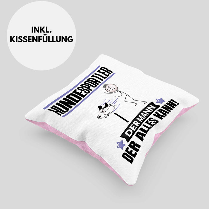 Hundesportler Kissen mit Füllung 40x40 Geschenk für Hundesportler Der Mann Der Alles Kann Geschenkidee zum Geburtstag (Grau) Rosa Trendation