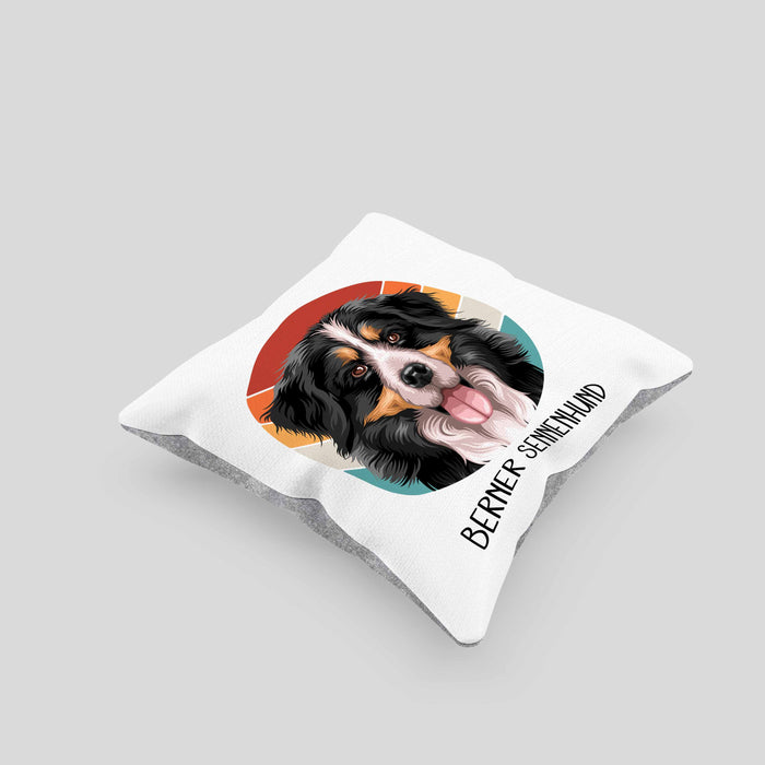 Berner Sennen Besitzer Kissen mit Füllung 40x40 Geschenk Lustiger Spruch Geschenkidee Berner Sennen Mama Papa (Grau) Grau Trendation