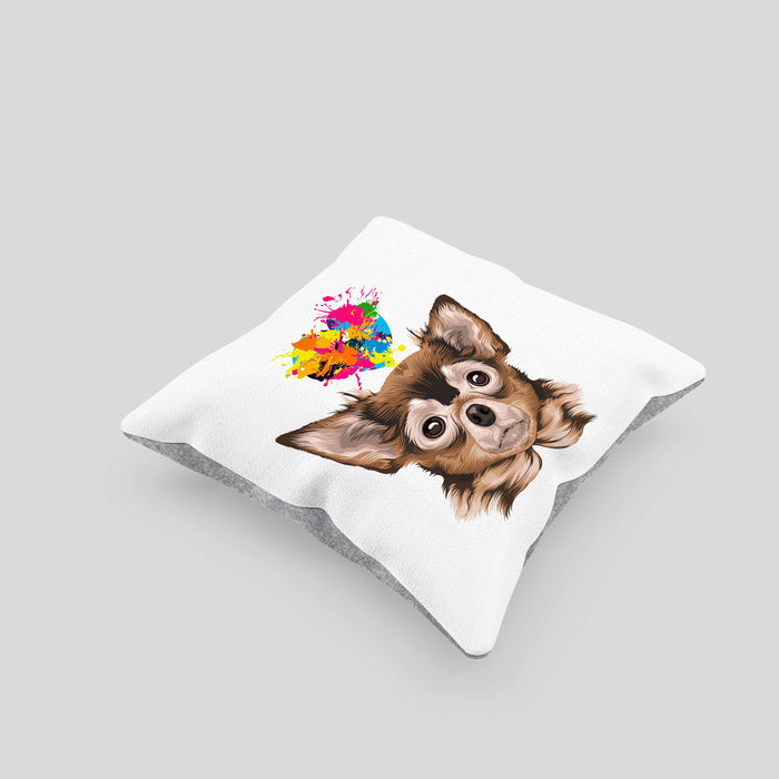 Chihuhahua Mama Besitzer Kissen mit Füllung 40x40 Geschenkidee Frauchen Herrchen Herz (Grau) Grau Trendation
