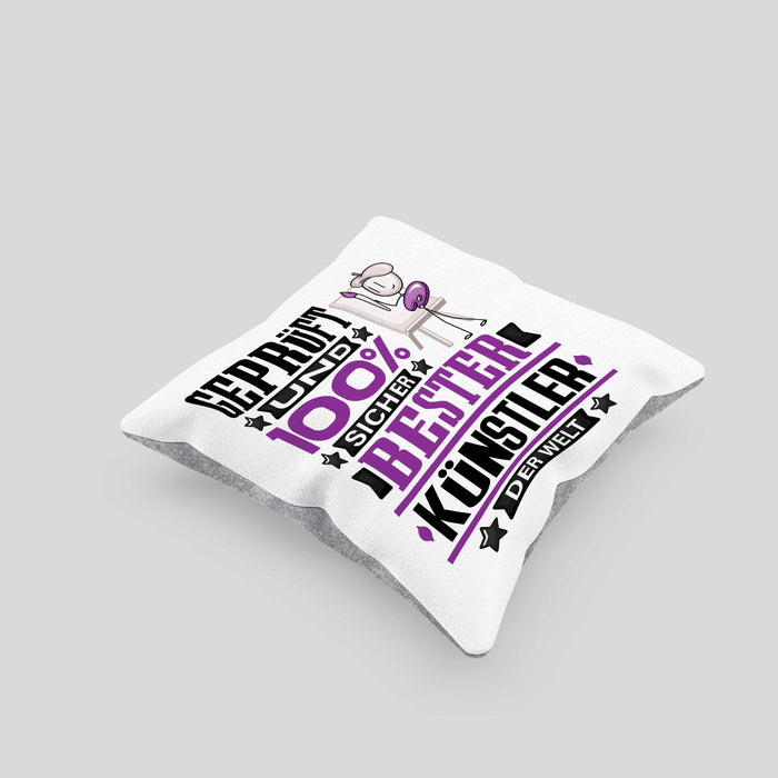 Künstler Geschenk Lustiger Spruch für Künstler Geschenkidee Bester Künstler Der WeltKissen mit Füllung 40x40 (Grau) Grau Trendation