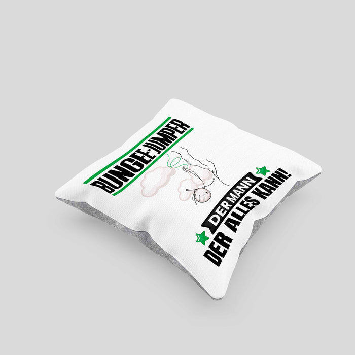 Bungee-Jumper Kissen mit Füllung 40x40 Geschenk für Bungee-Jumper Der Mann Der Alles Kann Geschenkidee zum Geburtstag (Grau) Grau Trendation