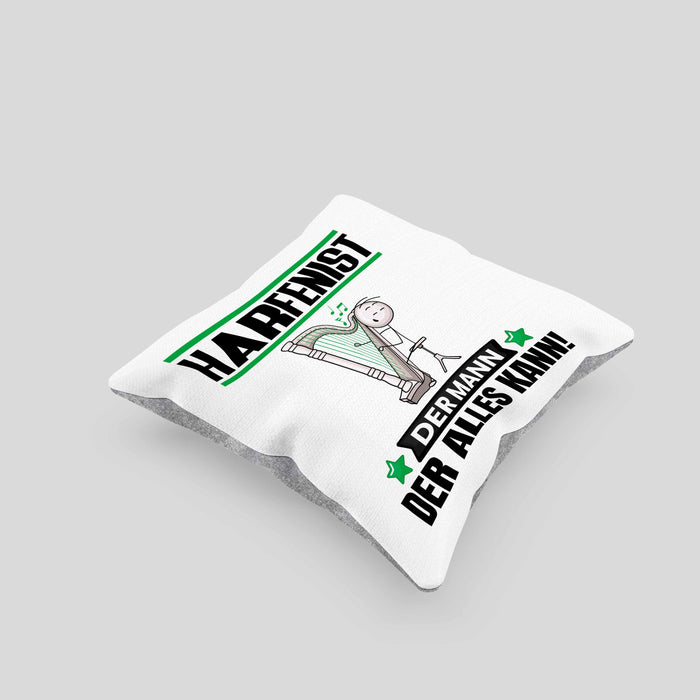 Harfenist Kissen mit Füllung 40x40 Geschenk für Harfenist Der Mann Der Alles Kann Geschenkidee zum Geburtstag (Grau) Grau Trendation