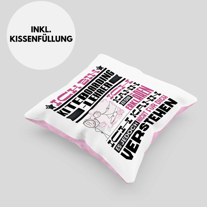 Kiteboarding-Lehrer Geschenk Kaffee-Kissen mit Füllung 40x40 Geschenkidee für Kiteboarding-Lehrer Ich Bin Kiteboarding-Lehrer Ich Kann Es Dir Erklären Jedoch Nicht Für Dich Verstehen Spruch Lustig (Grau) Rosa Trendation