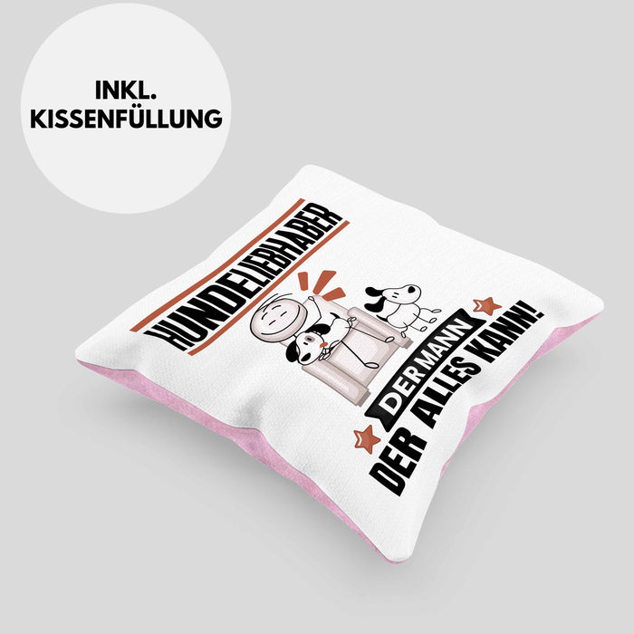 Hundeliebhaber Kissen mit Füllung 40x40 Geschenk für Hundeliebhaber Der Mann Der Alles Kann Geschenkidee zum Geburtstag (Grau) Rosa Trendation