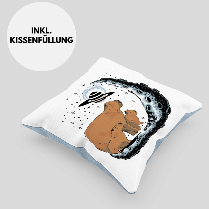 Galaxie Capybara Kissen mit Füllung 40x40 Capybara Tier Geschenk für Capybara Liebhaber (Grau) Blau Trendation