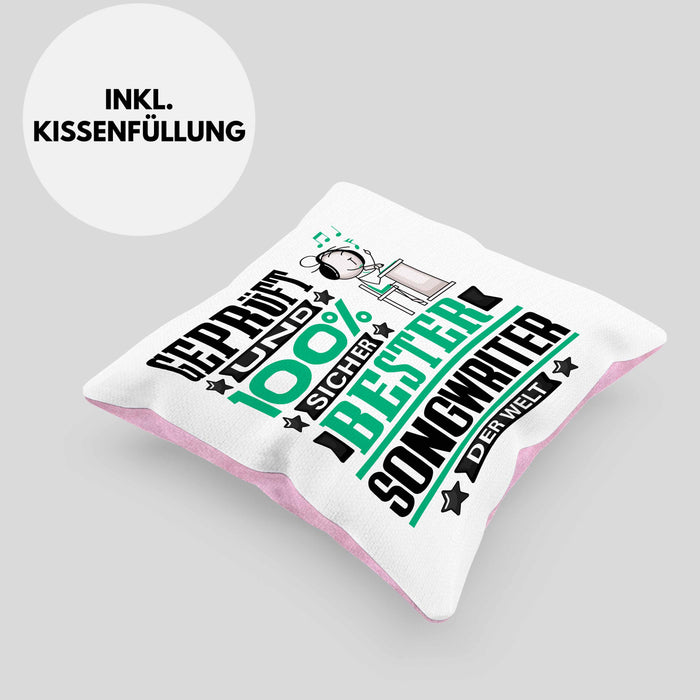 Songwriter Geschenk Lustiger Spruch für Songwriter Geschenkidee Bester Songwriter Der WeltKissen mit Füllung 40x40 (Grau) Rosa Trendation