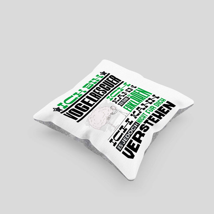 Vogelrescuer Geschenk Kaffee-Kissen mit Füllung 40x40 Geschenkidee für Vogelrescuer Ich Bin Vogelrescuer Ich Kann Es Dir Erklären Jedoch Nicht Für Dich Verstehen Spruch Lustig (Grau) Grau Trendation