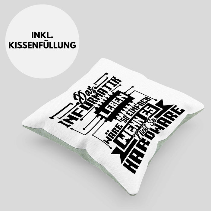 Informatiker Geschenk Kissen mit Füllung 40x40 Programmierer Coder Hardware Informatik IT (Grau) Grün Trendation