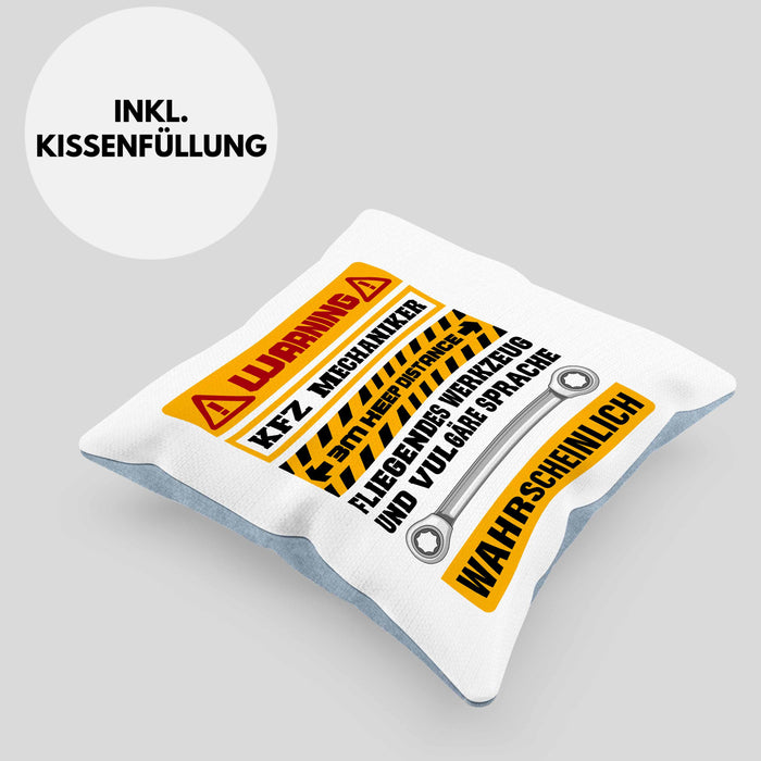 KFZ Mechaniker Kissen mit Füllung 40x40 Geschenk Lustig Spruch Geschenkidee Mechaniker Lustig (Grau) Blau Trendation