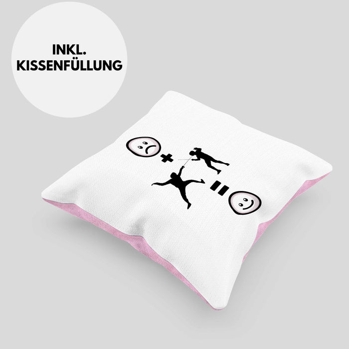 Fechten Kissen mit Füllung 40x40 Geschenk für Fechter :( + fechten = :) Lustige Geschenkidee Geburtstag (Grau) Rosa Trendation